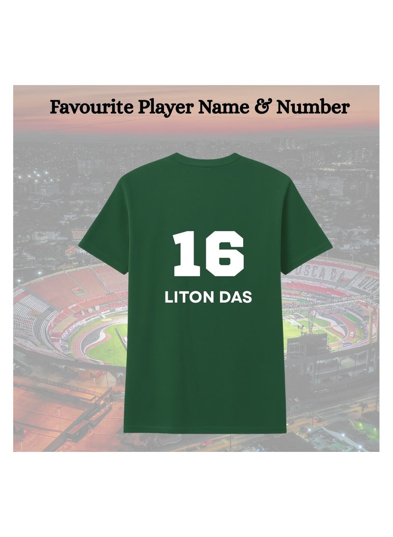 برينت شوب فور مي تيشيرت رجالي بطباعة اسم لاعب كريكيت بنغلاديشي | قميص خفيف الوزن برقبة دائرية وأكمام قصيرة | مثالي للرياضة والتدريب والملابس الكاجوال - Image 2