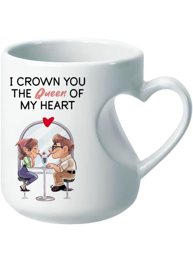 مج قهوة 350 مل بمقبض على شكل قلب – هدية رومانسية مثالية لعيد الحب. - Image 1