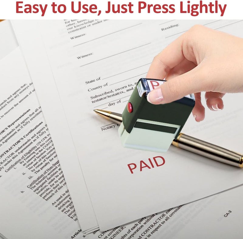 HYRAINBOW Paid Stamp Self Inking Rubber Stamp Refillable Red Ink Preinstalled 11x 35mm Bold Text Pre Inked Business Office Stamp Work Document Paid Notice Message Card Stamps Self Stationery Kit - Image 4
