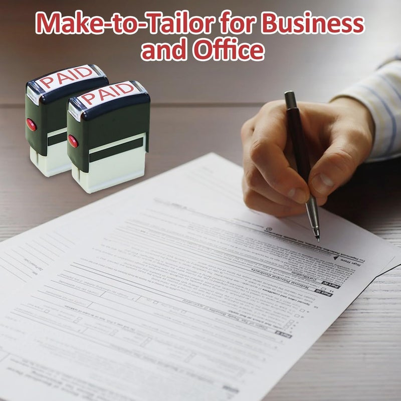 HYRAINBOW Paid Stamp Self Inking Rubber Stamp Refillable Red Ink Preinstalled 11x 35mm Bold Text Pre Inked Business Office Stamp Work Document Paid Notice Message Card Stamps Self Stationery Kit - Image 3
