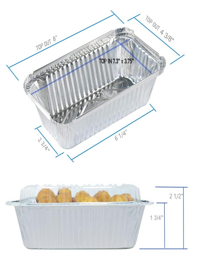BBQMFG Disposable Loaf Pan with Lid for Baking - 1.5 Lb Disposable Bread Pans - Meatloaf Pans - 50 Aluminum Foil Pans and 50 Clear Lids - Perfect for Baking Cakes, Bread, Meatloaf… - Image 2