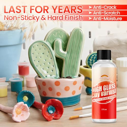 MCTRHG Clay Glaze, Gloss Varnish for Air Dry Clay Waterproof, Polymer Clay Glaze, Non-Toxic & Anti-Cracking, High Gloss for Air Dry Clay, Polymer Clay, Oven Baked Clay, Pottery Clay, Ceramic Clay - Image 4