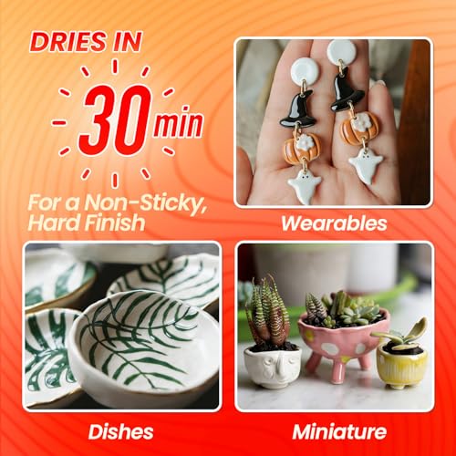MCTRHG Clay Glaze, Gloss Varnish for Air Dry Clay Waterproof, Polymer Clay Glaze, Non-Toxic & Anti-Cracking, High Gloss for Air Dry Clay, Polymer Clay, Oven Baked Clay, Pottery Clay, Ceramic Clay - Image 3