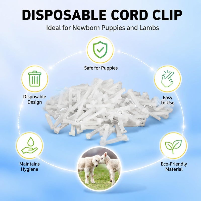 Disposable Umbilical Cord Clamp for Animals, PVC Material, Small Size - Anti Slip Serrated Design, Hygienic and Safe, Ideal for Puppy, Kitten, and Livestock Care - Image 3