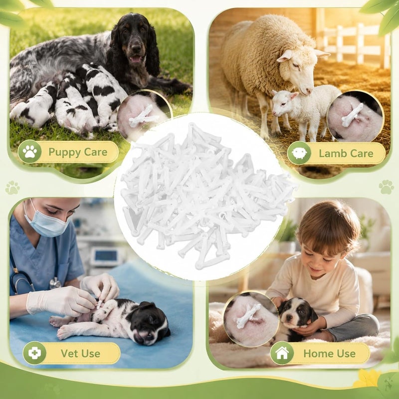 Disposable Umbilical Cord Clamp for Animals, PVC Material, Small Size - Anti Slip Serrated Design, Hygienic and Safe, Ideal for Puppy, Kitten, and Livestock Care - Image 4