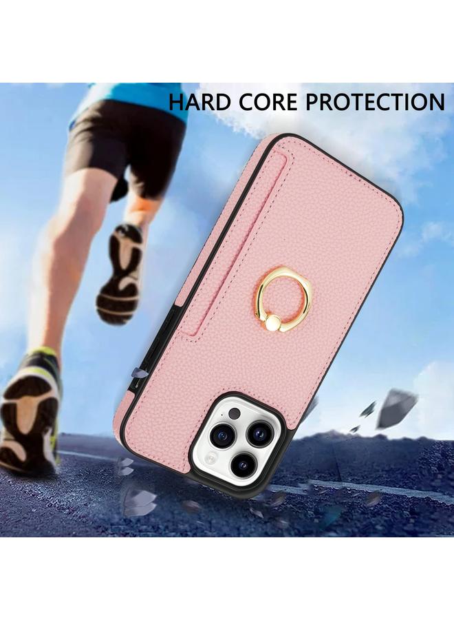 زبون جراب لهاتف iPhone 13 Pro Max Ring Card Litchi Leather Back Case Phone Case - Image 3