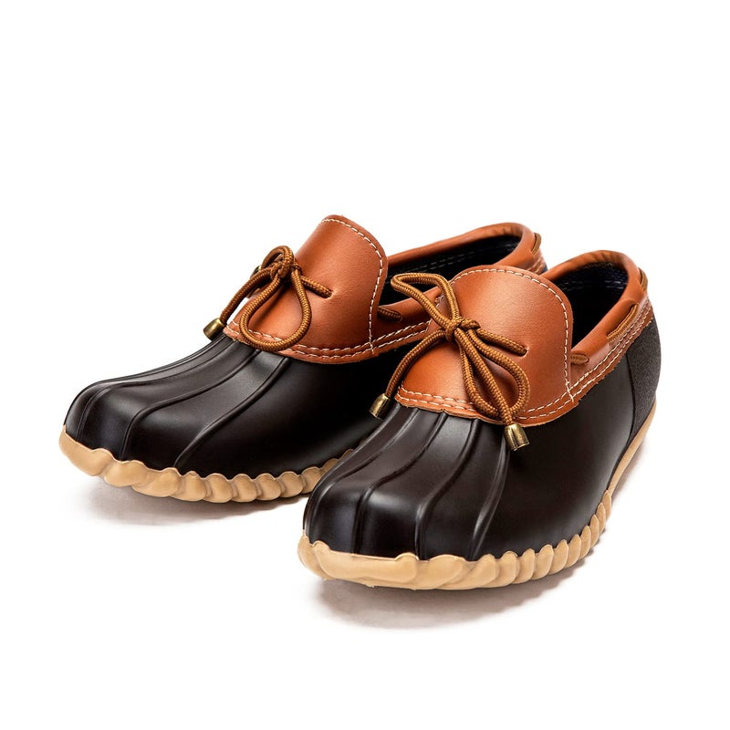 DKSUKO Women's Waterpoof Loafer Shoes Slip On Flat Duck Shoes (8 B(M) US, Brown No Fur) - Image 1