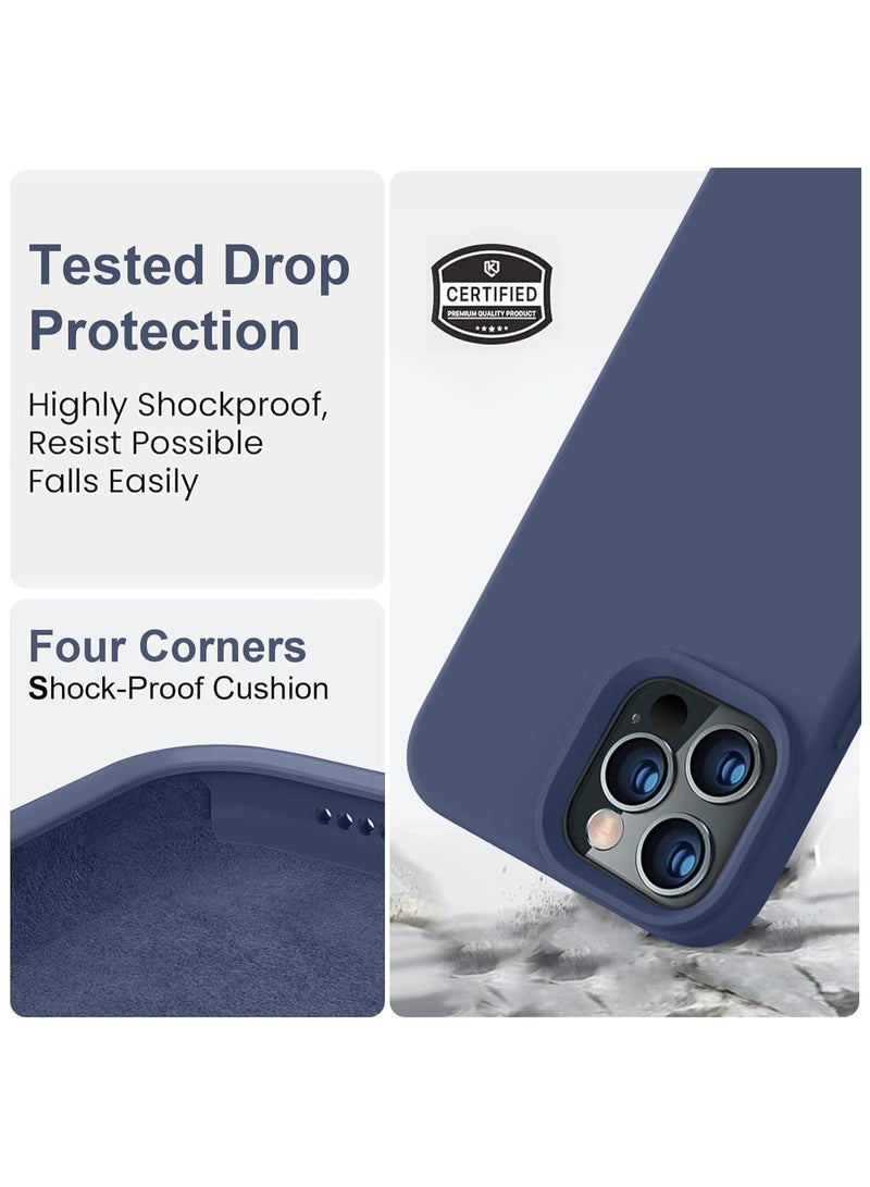 Silicone Case Compatible with iPhone 15 Pro 6.1inch, Slim Liquid Silicone, Layers of Soft Gel Rubber Shockproof, Protective Phone Case Cover with TPU Lining (Dark Blue) - Image 3