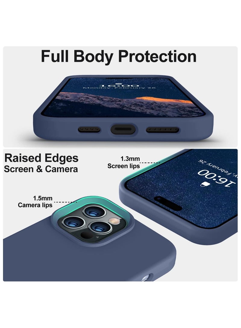 Silicone Case Compatible with iPhone 15 Pro 6.1inch, Slim Liquid Silicone, Layers of Soft Gel Rubber Shockproof, Protective Phone Case Cover with TPU Lining (Dark Blue) - Image 4