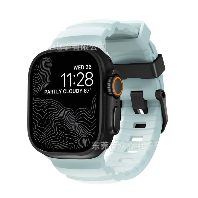 سوار ساعة ذكية باللون أسود قابل للتعديل سوار رياضي من السيليكون متوافق مع Apple Watch Ultra بملاءمة قابلة للتعديل وحزام بديل - Image 5