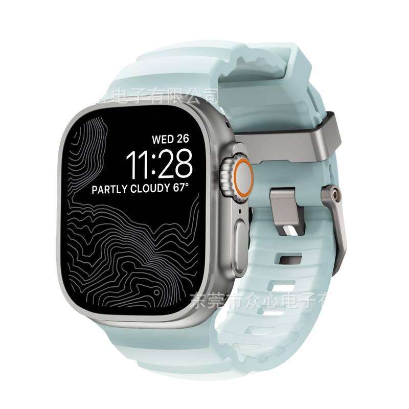 سوار ساعة ذكية باللون أسود قابل للتعديل سوار رياضي من السيليكون متوافق مع Apple Watch Ultra بملاءمة قابلة للتعديل وحزام بديل - Image 1