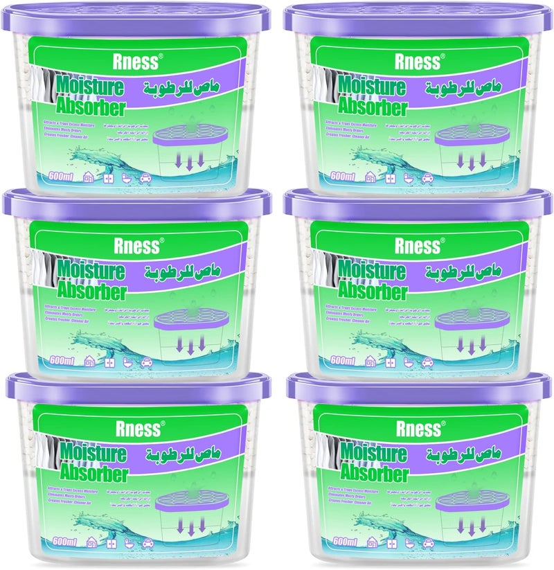Rness Moisture Absorber Boxes,Mold-proof Deodorizing Desiccant Household Dehumidifier Boxes Fragrance-Free Humidity Absorber for Bathroom Closet Wardrobe Kitchen 6 Pack, 600ml/pcs - Image 1