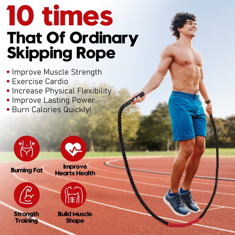 RENRANRING Jump Rope, 3LB Weighted Jump Rope for Fitness, 9.8ft Heavy Jumping Ropes for Exercise, Adult Workout Rope for Men & Women Improve Strength, Skipping Rope for Gym Training, Home Workout - Image 5