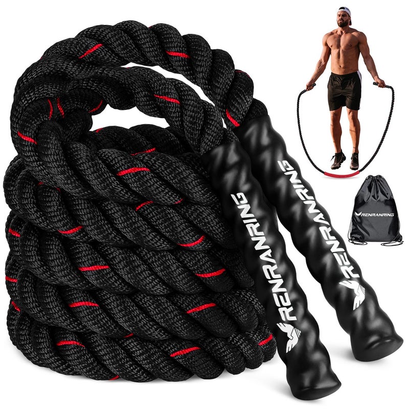 RENRANRING Jump Rope, 3LB Weighted Jump Rope for Fitness, 9.8ft Heavy Jumping Ropes for Exercise, Adult Workout Rope for Men & Women Improve Strength, Skipping Rope for Gym Training, Home Workout - Image 1