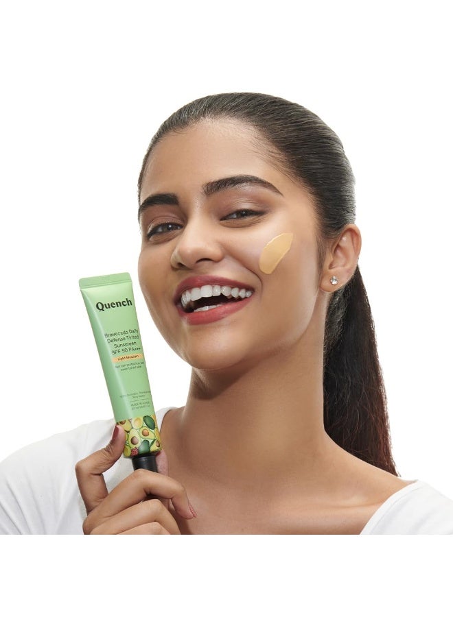 كوينش QUENCH BOTANICS: واقي شمسي ملون للحماية اليومية (SPF 50 PA+++) لبشرة متألقة، غني بالأفوكادو و2% نياسيناميد | حماية من الضوء الأزرق | لمسة نهائية ساتانية-مطفية | صُنع في كوريا (درجة لون: فاتح-متوسط، 50 مل) - Image 3