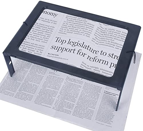 STYXON / A4 Full Page Magnifying Glass Hands-Free Magnifier, Large Reading Magnifying Glass with 12 LED Lights, Foldable Desktop Portable Rectangular Magnifier for Low Vision, Seniors with Aging Eyes - Image 1