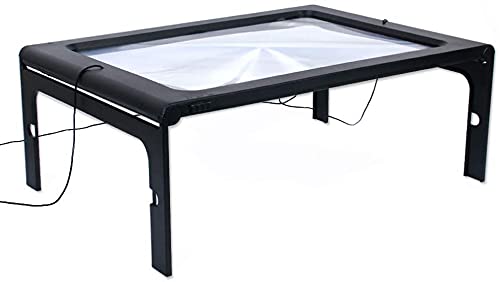 STYXON / A4 Full Page Magnifying Glass Hands-Free Magnifier, Large Reading Magnifying Glass with 12 LED Lights, Foldable Desktop Portable Rectangular Magnifier for Low Vision, Seniors with Aging Eyes - Image 2