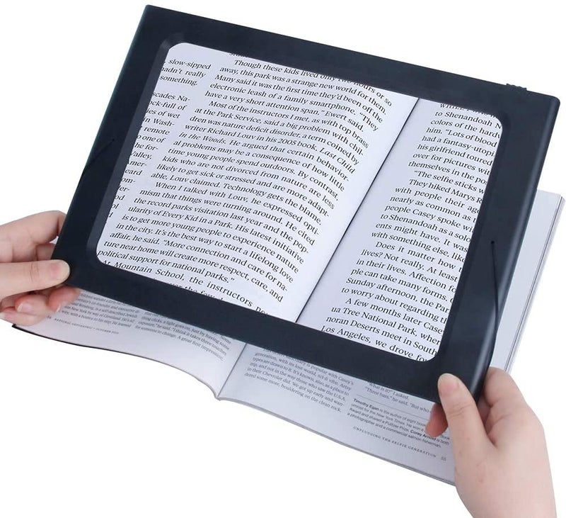 STYXON / A4 Full Page Magnifying Glass Hands-Free Magnifier, Large Reading Magnifying Glass with 12 LED Lights, Foldable Desktop Portable Rectangular Magnifier for Low Vision, Seniors with Aging Eyes - Image 5