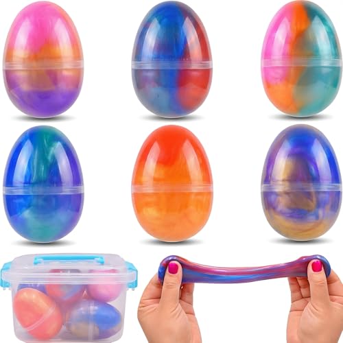 Howzcci 6 Pack Slime Eggs Toys Easter Eggs Toys for Kids Boys Girls Easter Basket Stuffers Essentials Egg Fillers Party Favors Gifts - Image 1