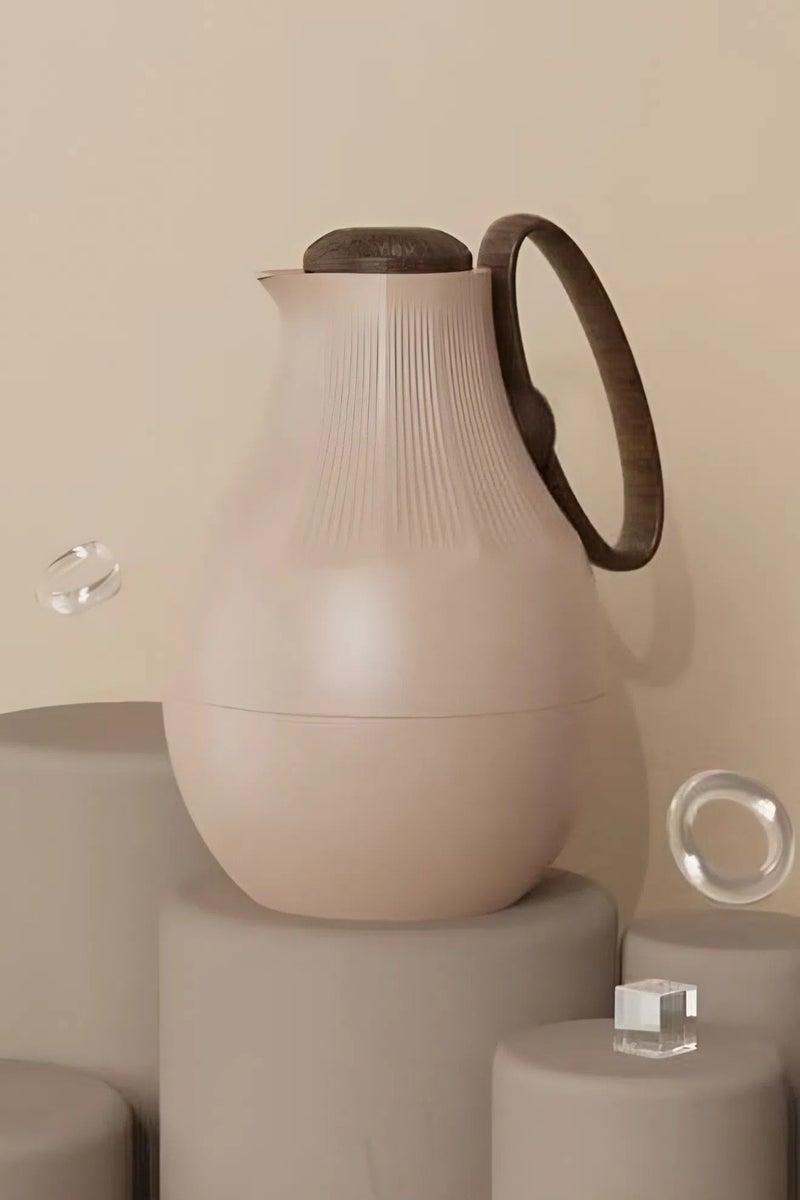 GAZELLA Plastic Tea/Coffee Flask 1 Liter Light Brown/Brown With Borosilicate Glass Inside - Image 1