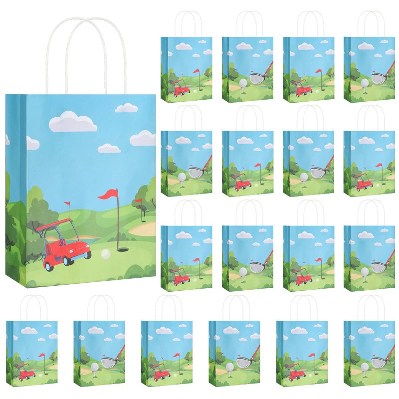 Sinmoe 18 Pcs Golf Party Gift Goodie Treat Candy Favor Bags Golf Themed Birthday Party Favors Paper Snack Bags for Sports Birthday Supplies Decorations