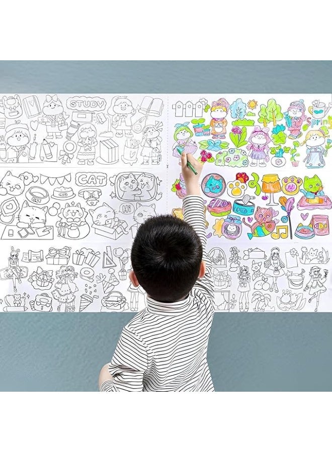 لفة ورق رسم جرافيتي للأطفال، لفة تلوين 3M للأطفال، رسم يدوي للأطفال من الجنسين، أشكال متنوعة - Image 2
