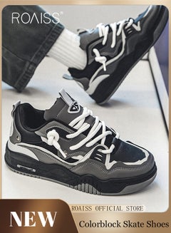 Men Colorblock Lace-up Front Skate Shoes, Sport Outdoor Sneakers
