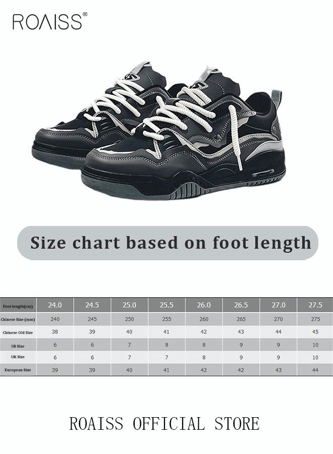 roaiss New Men Lace up Front Colorblock Sneakers Sport Outdoor Canvas Skate Shoes INS Trendy Casual Lightweight Comfy Men's Walking Shoes for Young Men Teenagers Spring and Summer  - Image 4