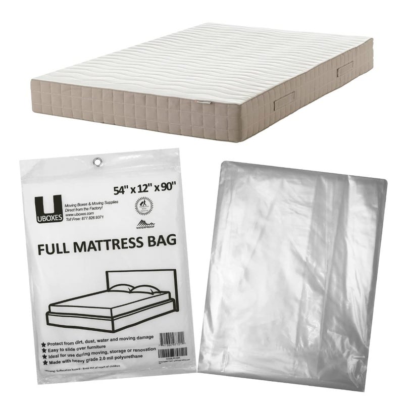 Uboxes Moving Supplies (1 Pack) Full Size Mattress Bag 54" x 12" x 90" mattress covers - Image 1