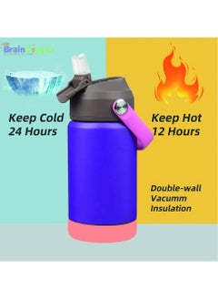 BrainGiggles Kids Insulated 350ml Water Bottle with Straw & Handle - 12oz BPA FREE Stainless Steel Travel Tumbler Double Wall Vacuum Leak Proof Cup Metal Thermos Flask for School Boys Girls - Purple - pzsku/Z74870614A76CF6B8D1D0Z/45/_/1738216066/0e0b8797-3a0a-4269-a576-e3ce2d986afa