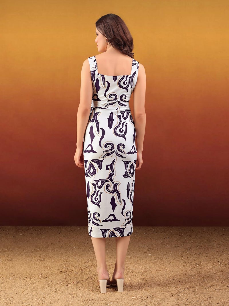 PURVAJA Women’s Bodycon Midi Dress (Wini-195-M_Off-White) - Image 3