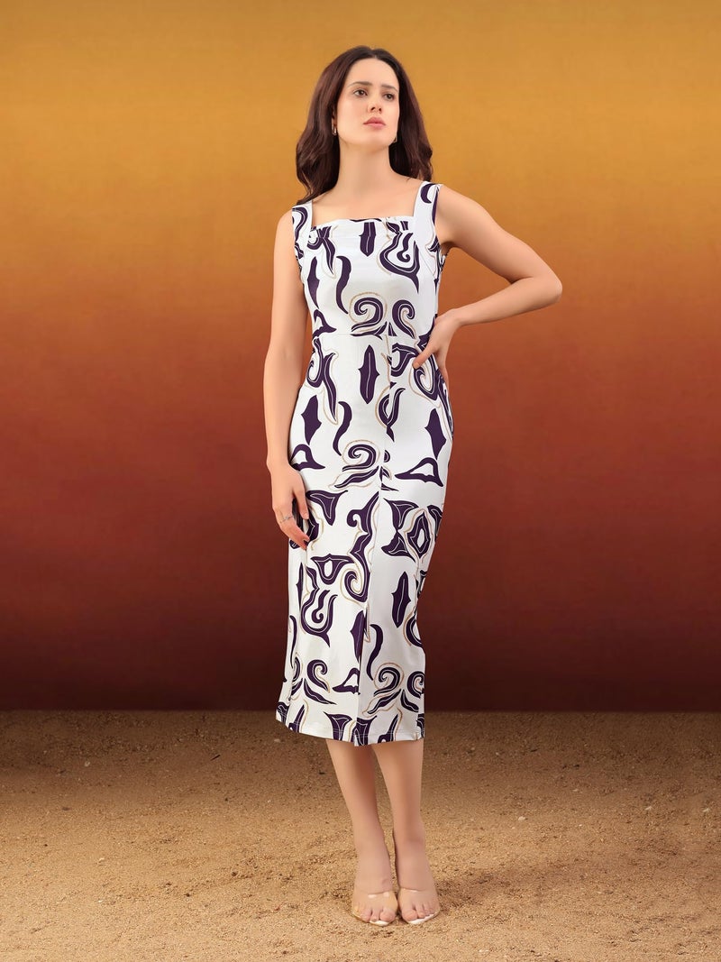 PURVAJA Women’s Bodycon Midi Dress (Wini-195-M_Off-White) - Image 4