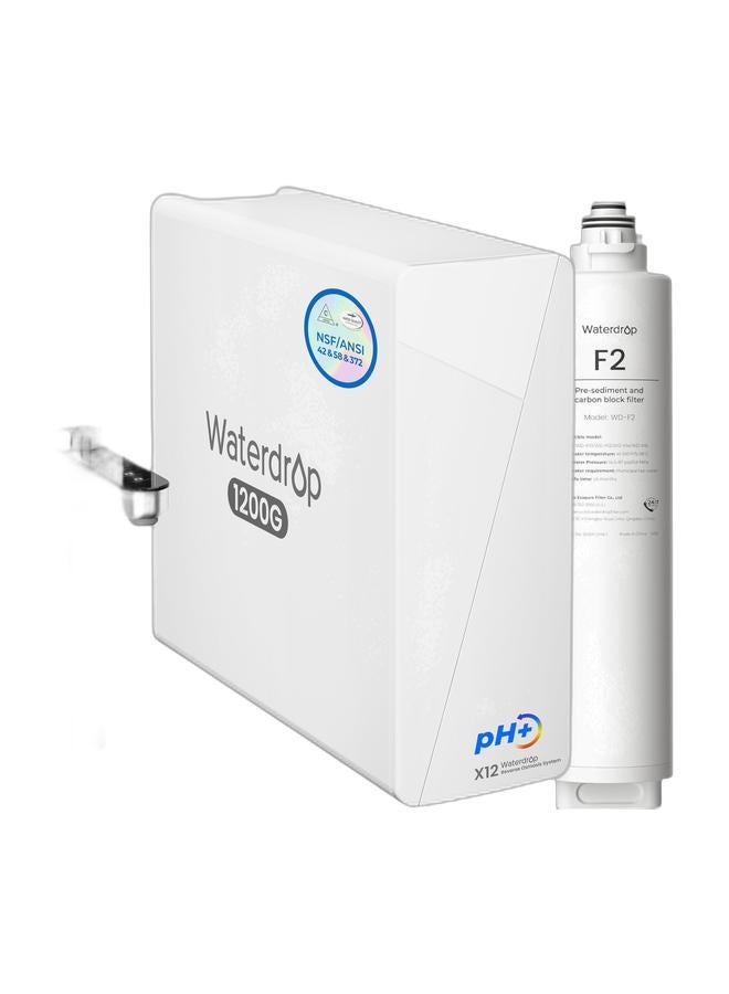 Waterdrop Reverse Osmosis Water Filter System, 11-Stage Filtration UnderSink RO Water Filter, Reduce TDS, PFOA, PFOS, Chlorine, Fluoride, 1200 GPD, Alkaline Mineral pH+,NSF Certified, BPA Free, WD-X12 & Waterdrop WD-F2 Filter, Replacement for WD-X8-Basic & WD-X8-Alkaline & WD-X12-Basic & WD-X12-Alkaline & WD-X16-Alkaline, 6-month Lifetime Bundle - Image 1