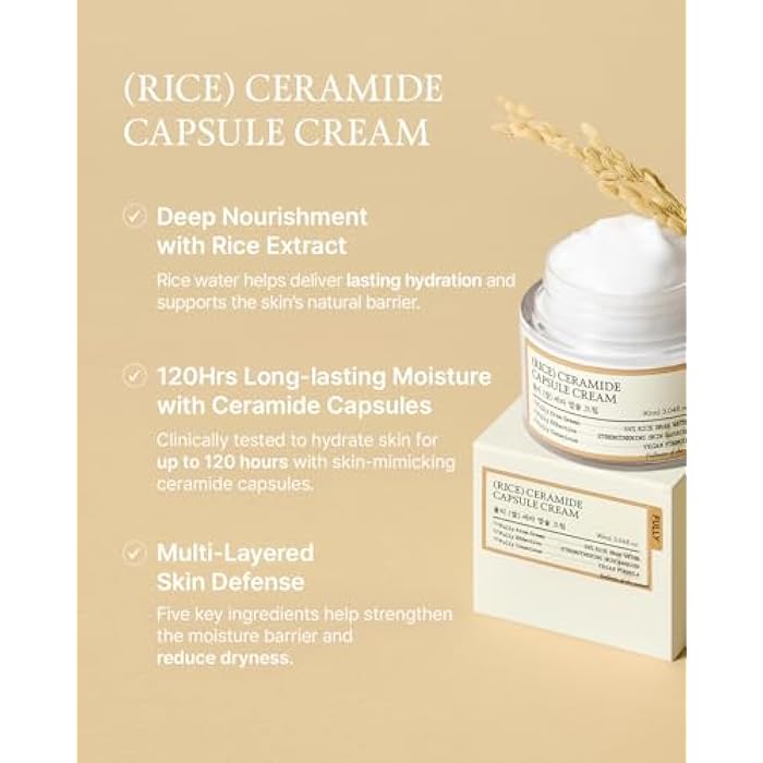FULLY Rice Ceramide Moisturizing Cream – Deep Hydration Korean Facial Cream with Rice Bran Extract & Ceramide, Strengthens Barrier, Glowing Skin, Fragrance-Free, Vegan& Dermatologist Tested 3.04 fl.oz - Image 2