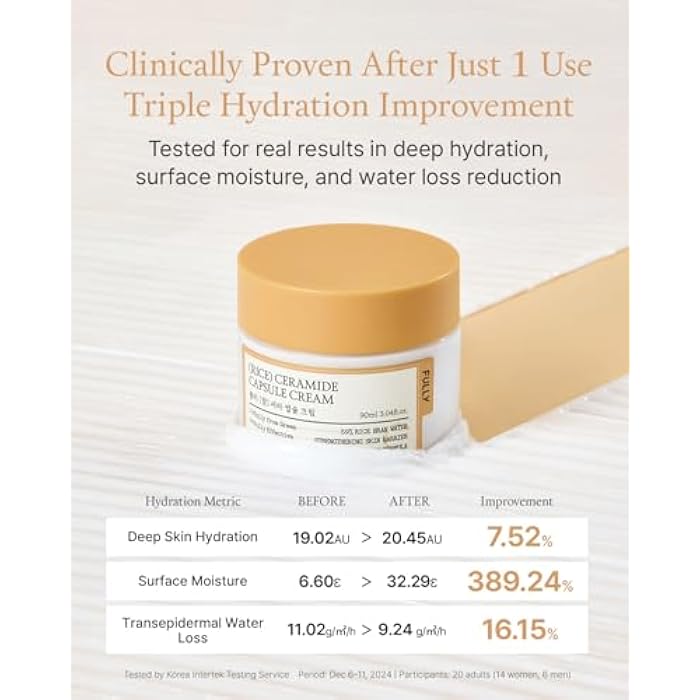 FULLY Rice Ceramide Moisturizing Cream – Deep Hydration Korean Facial Cream with Rice Bran Extract & Ceramide, Strengthens Barrier, Glowing Skin, Fragrance-Free, Vegan& Dermatologist Tested 3.04 fl.oz - Image 5