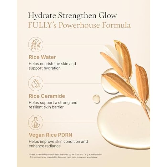 FULLY Rice Ceramide Moisturizing Cream – Deep Hydration Korean Facial Cream with Rice Bran Extract & Ceramide, Strengthens Barrier, Glowing Skin, Fragrance-Free, Vegan& Dermatologist Tested 3.04 fl.oz - Image 3