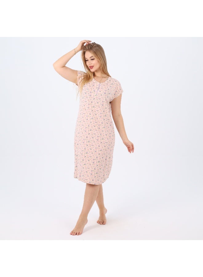 zecotex  A soft and breathable 100% cotton nightgown featuring a delicate floral print and front buttons – perfect for comfort and elegance at home.  - Image 5