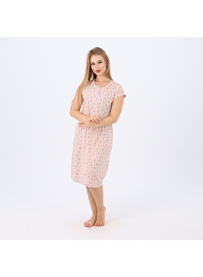 zecotex  A soft and breathable 100% cotton nightgown featuring a delicate floral print and front buttons – perfect for comfort and elegance at home.  - Image 2