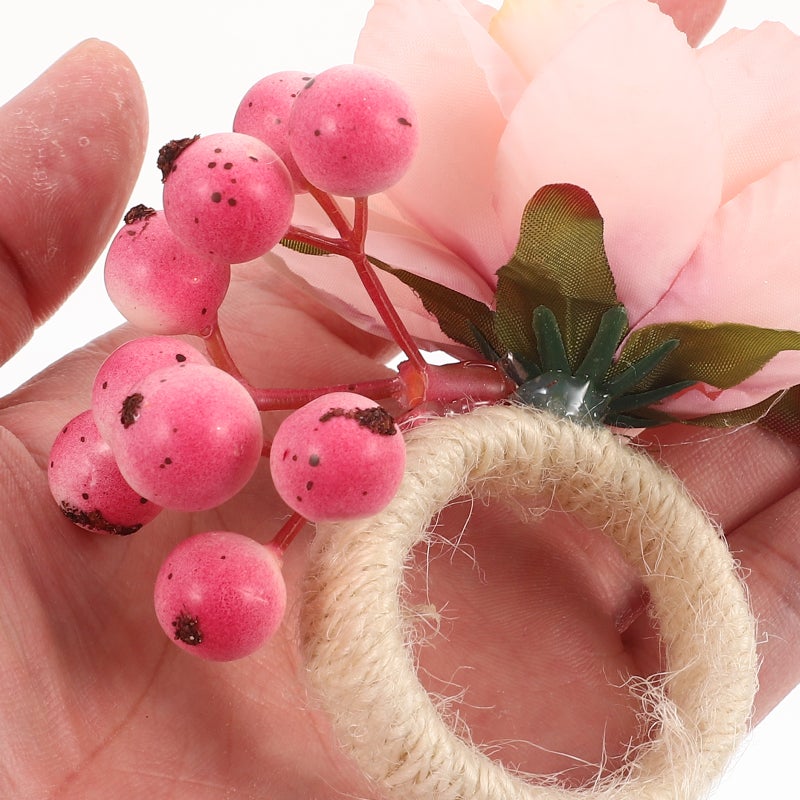 2pcs Artificial Flower Napkin Wedding Napkin Holders Table Napkin Decors - Image 1