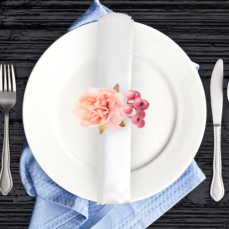 2pcs Artificial Flower Napkin Wedding Napkin Holders Table Napkin Decors - Image 4