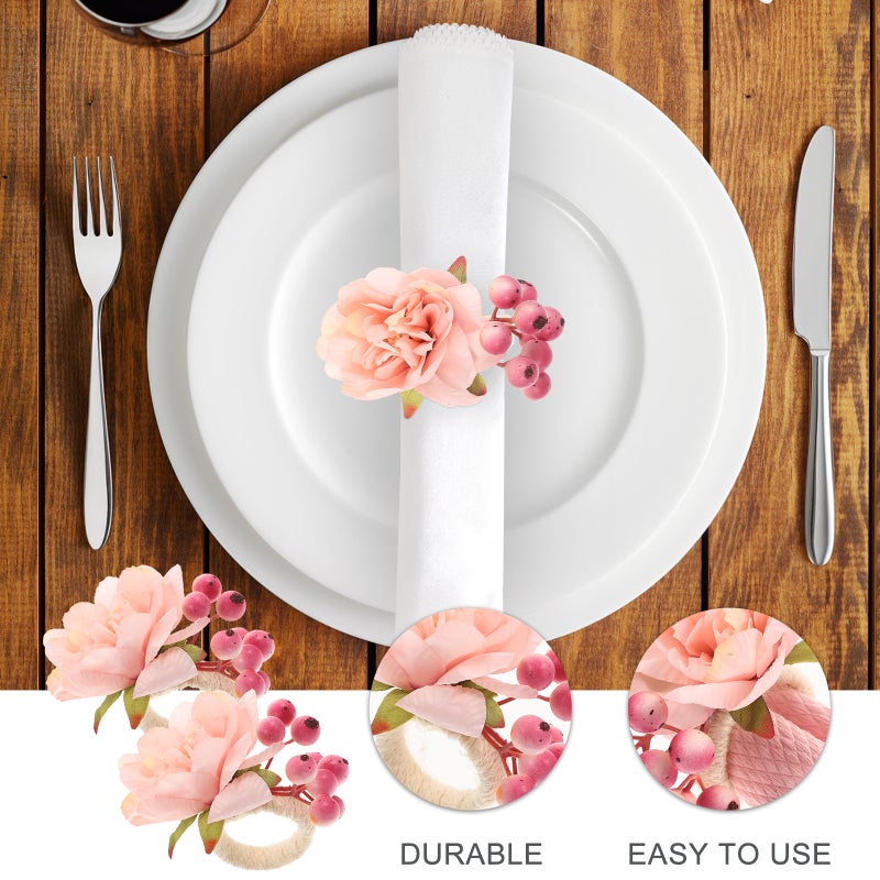 2pcs Artificial Flower Napkin Wedding Napkin Holders Table Napkin Decors - Image 5