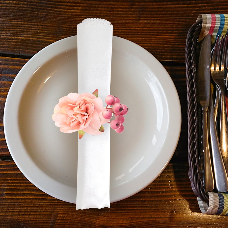 2pcs Artificial Flower Napkin Wedding Napkin Holders Table Napkin Decors - Image 3