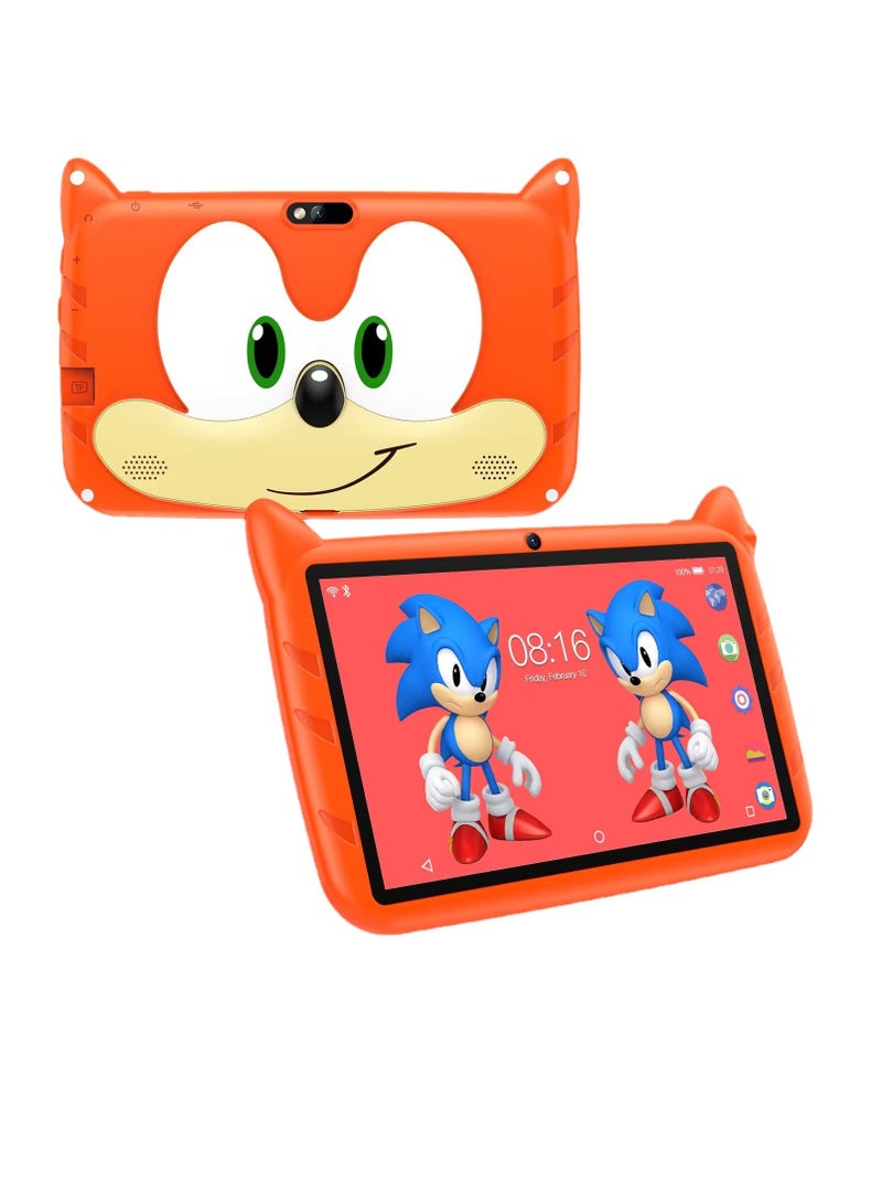 AROAQ Kids Tablet, 7 Inch Kids Learning Toy Computer With Wifi, 400mah Battery Dual Cameras Kids Pad, Portable Children Smart Tablet With Quad Core Processor, (1pc, 64G, Orange) - Image 1