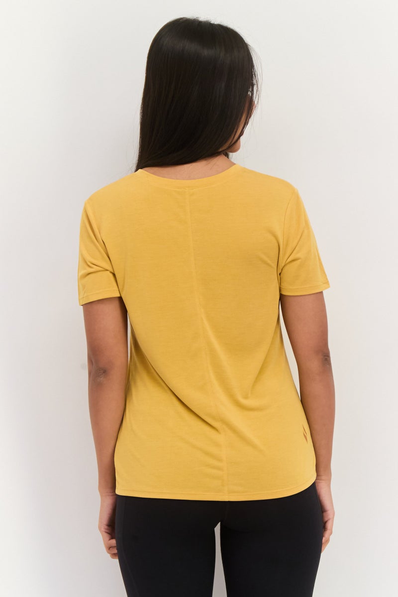 SKECHERS Women Sportswear Fit Short Sleeve Outdoor Top, Mustard - Image 3