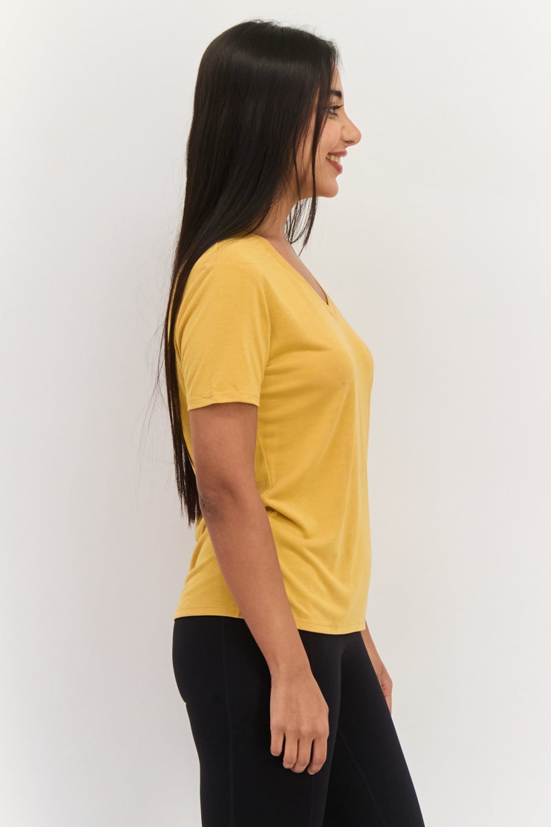 SKECHERS Women Sportswear Fit Short Sleeve Outdoor Top, Mustard - Image 2