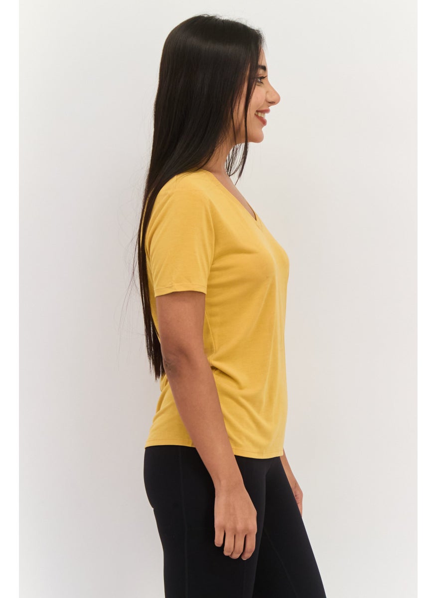 Women Sportswear Fit Short Sleeve Outdoor Top, Mustard - pzsku/Z74875B5E0AF4AECE3CD4Z/45/_/1737641976/a3f65699-7e13-495c-a722-780412dfaf7d