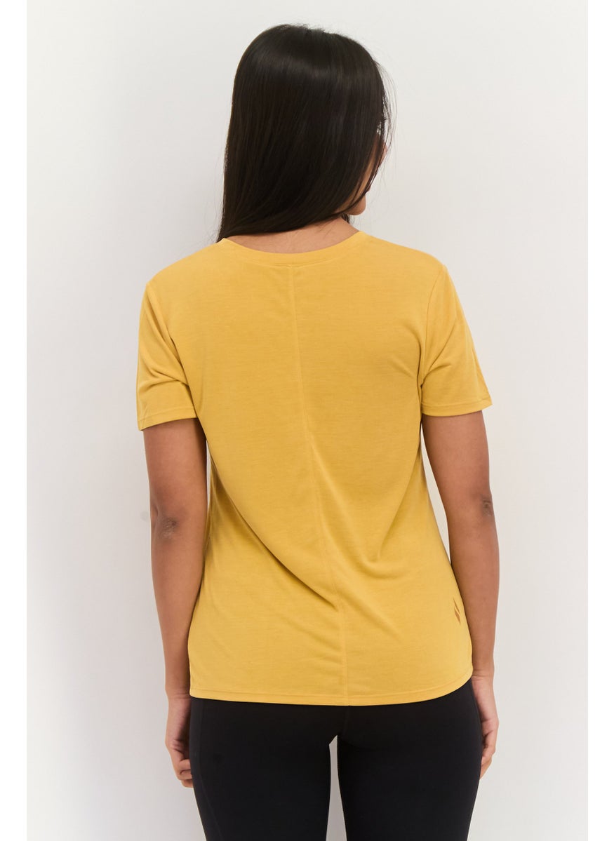 Women Sportswear Fit Short Sleeve Outdoor Top, Mustard - pzsku/Z74875B5E0AF4AECE3CD4Z/45/_/1737642020/cba19cb4-2dec-4eed-8001-8449fccdd48b