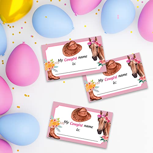 UBLURO What's Your Cowgirl Name, Cowgirl Birthday Party Sign for Girls, Holiday Activity, Kids Cowgirl Activity Cards, Cowgirl Activity Decoration Supplies(1 Superhero Theme Sign and 30 Name Tag Stickers) - Image 3