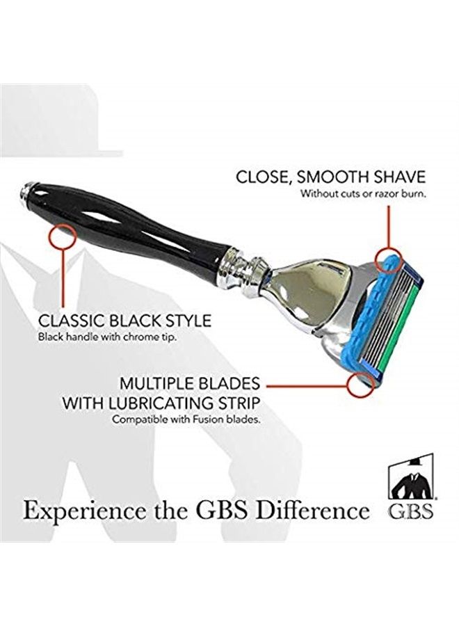G.B.S شفرة حلاقة للرجال، مقبض أنيق متوافق مع شفرات الحلاقة 5 شفرات، أسود