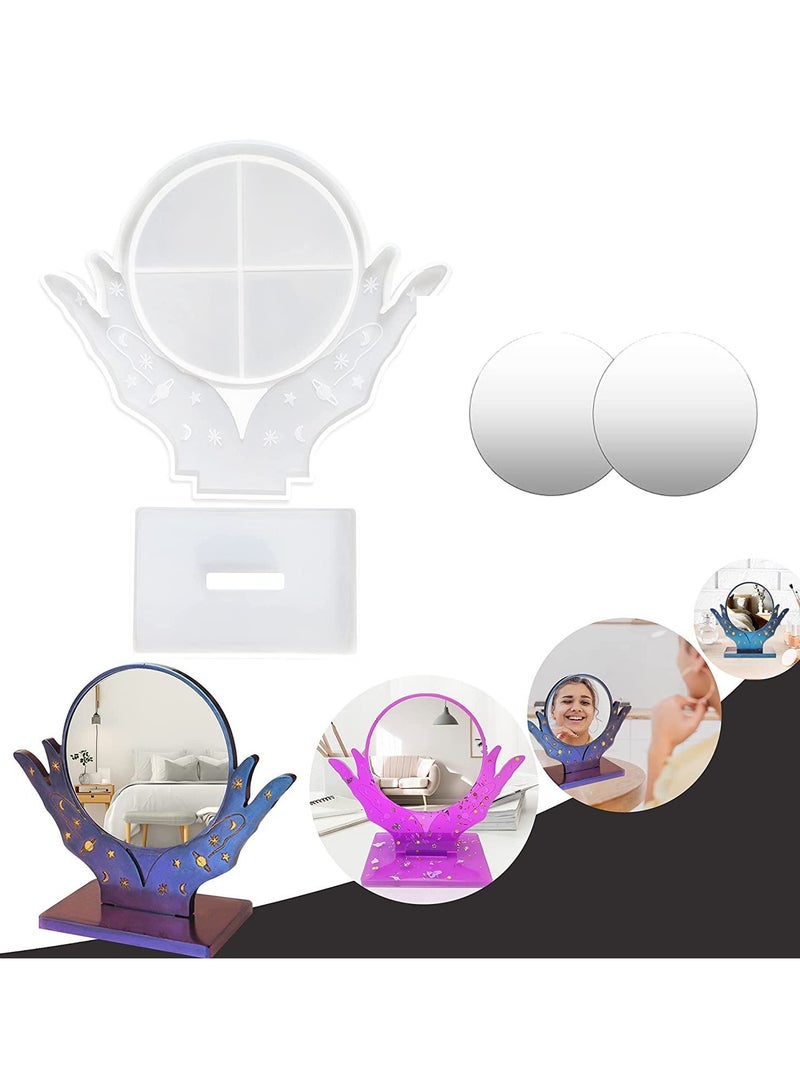 Makeup Mirror, Silicone Mould, DIY Art Creation, Epoxy Resin, Photo Frame, MakeupMirror with 2Pcs Acrylic, Home Decoration Handmade Ornaments Crafts - Image 1
